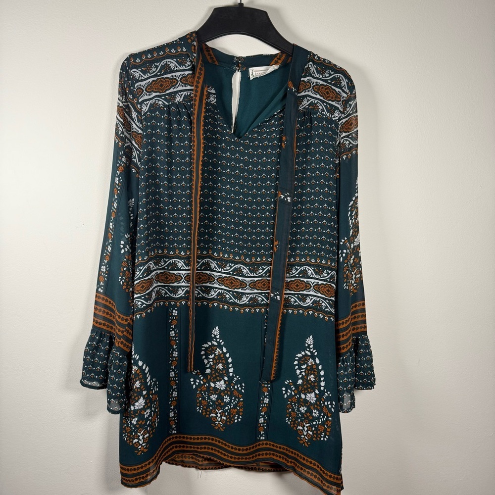 Love Riche Bohemian Teal Mesh Dress Size Large